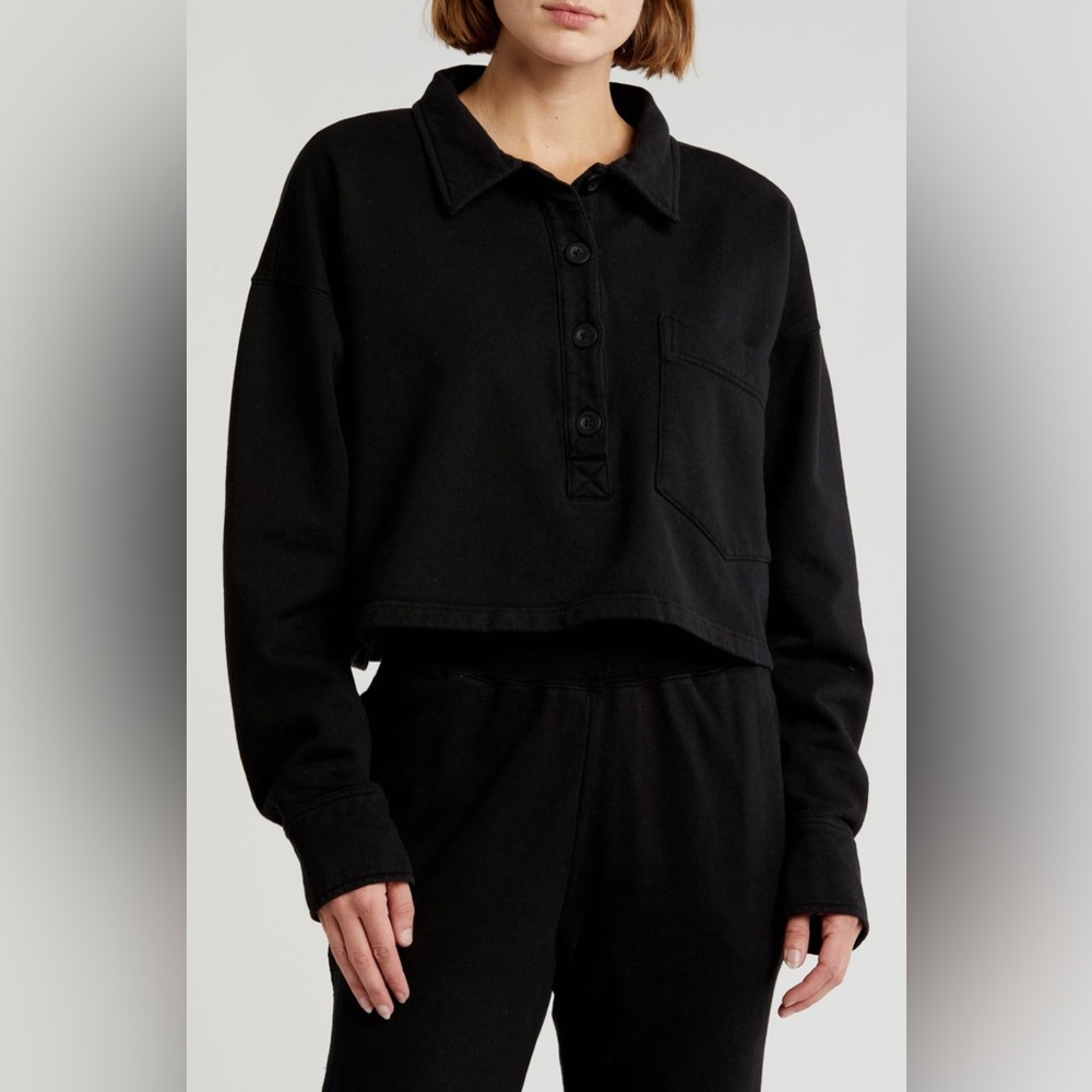 Good American Heavyweight Fleece Polo Sweatshirt Women’s L - New with tags